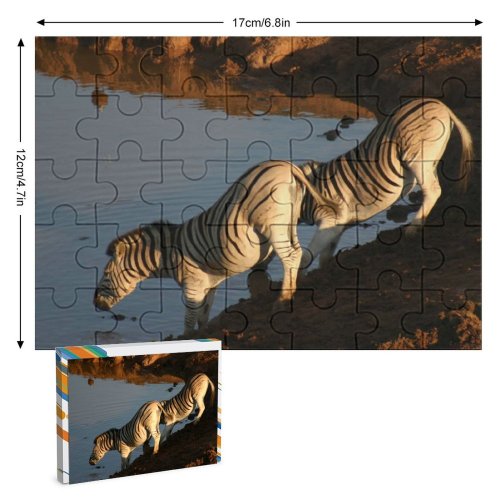 yanfind Picture Puzzle Zebra Thirsty Addo Wildlife Vertebrate Terrestrial Bengal  Reflection Organism Mane Bank Family Game Intellectual Educational Game Jigsaw Puzzle Toy Set