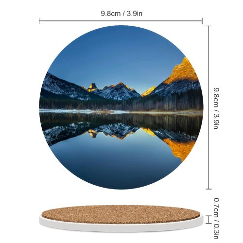 yanfind Ceramic Coasters (round)  Pond Banff National Park Alberta  Clear Sky Sunrise Alpenglow First Family Game Intellectual Educational Game Jigsaw Puzzle Toy Set