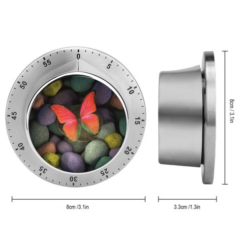 yanfind Timer Butterfly Stones Colorful Focus Pebbles 60 Minutes Mechanical Visual Timer