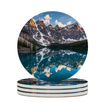 yanfind Ceramic Coasters (round) Glen Sinclair Moraine Lake  Reflection Sunset Landscape  Peaks Snow Scenic Family Game Intellectual Educational Game Jigsaw Puzzle Toy Set