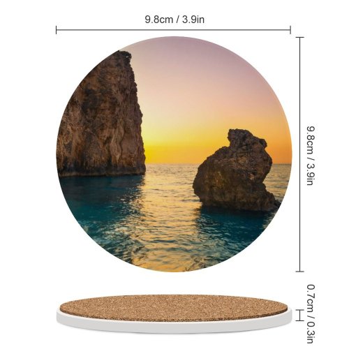 yanfind Ceramic Coasters (round) Lowe Rehnberg Milos Beach Greece Lefkada Island Lone Rock Sunset Clear Sky Family Game Intellectual Educational Game Jigsaw Puzzle Toy Set