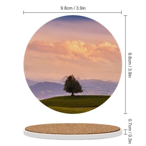 yanfind Ceramic Coasters (round) Dominic Kamp Solitude Tree Meadow Landscape Cloudy Sky Mountains Family Game Intellectual Educational Game Jigsaw Puzzle Toy Set