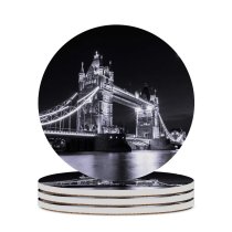yanfind Ceramic Coasters (round) William Warby Black Dark   London River Thames Dark Lights Cityscape Family Game Intellectual Educational Game Jigsaw Puzzle Toy Set