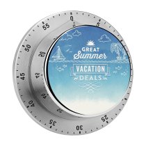 yanfind Timer Space Palm Sea   Art Placard Design Turquoise Watercolor Summer Border 60 Minutes Mechanical Visual Timer