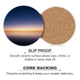 yanfind Ceramic Coasters (round) Sunset Beach Beautiful Scenery Ocean Clear Sky Horizon Seascape Family Game Intellectual Educational Game Jigsaw Puzzle Toy Set