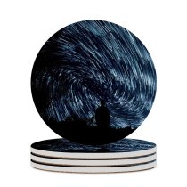 yanfind Ceramic Coasters (round) Space  Trails Silhouette Exposure Outer Space Night Time Astronomy Family Game Intellectual Educational Game Jigsaw Puzzle Toy Set