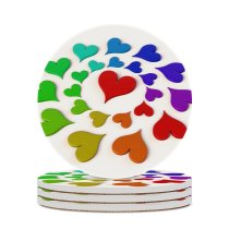 yanfind Ceramic Coasters (round) Valentines Heart Rendered Rainbow Purple Cyan Petal Graphics Art Family Game Intellectual Educational Game Jigsaw Puzzle Toy Set