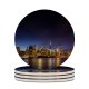 yanfind Ceramic Coasters (round) York City Brooklyn  Park Waterfront Night Time Cityscape City Lights Reflection Family Game Intellectual Educational Game Jigsaw Puzzle Toy Set