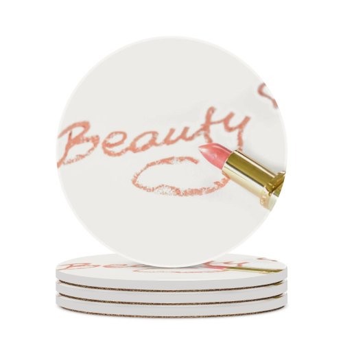 yanfind Ceramic Coasters (round) Elegant  Focus Romance Shining Love Fashion Luxury Lipstick Art Glamour Decoration Family Game Intellectual Educational Game Jigsaw Puzzle Toy Set