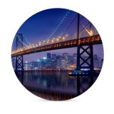 yanfind Ceramic Coasters (round) GoMustang Bay   Francisco–Oakland Bay  Night City Lights Urban Family Game Intellectual Educational Game Jigsaw Puzzle Toy Set