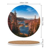yanfind Ceramic Coasters (round) Mathilda Khoo Yosemite National Park River Forest Autumn Scenery Landscape Trees Valley Family Game Intellectual Educational Game Jigsaw Puzzle Toy Set