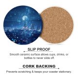 yanfind Ceramic Coasters (round) Fantasy Dream Cityscape Snowfall  Night Family Game Intellectual Educational Game Jigsaw Puzzle Toy Set
