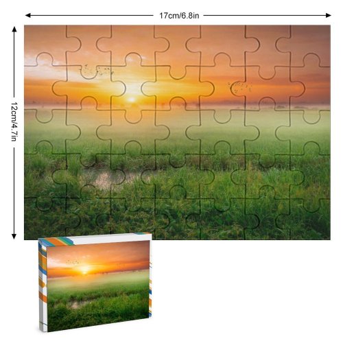 yanfind Picture Puzzle Sunrise Paddy Fields Landscape Countryside Agriculture Morning Scenic Family Game Intellectual Educational Game Jigsaw Puzzle Toy Set