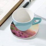 yanfind Ceramic Coasters (round) Gerard Spring Sunrise Landscape Purple Heath Countryside Family Game Intellectual Educational Game Jigsaw Puzzle Toy Set