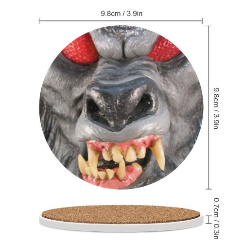 yanfind Ceramic Coasters (round) Warewolf Fur Face Teeth Scare Nose Halloween Strawberry Eyes Grey Snout Tooth Family Game Intellectual Educational Game Jigsaw Puzzle Toy Set
