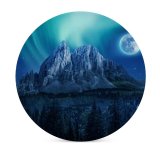 yanfind Ceramic Coasters (round)  Aurora Borealis Mountains Winter Forest Night Family Game Intellectual Educational Game Jigsaw Puzzle Toy Set