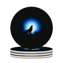 yanfind Ceramic Coasters (round) Suryapraveen Dark Minimal Wolf Howling Silhouette Family Game Intellectual Educational Game Jigsaw Puzzle Toy Set