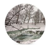 yanfind Ceramic Coasters (round) Snow  River Burgstein Austria Winter Natural Landscape Tree Freezing Atmospheric Branch Family Game Intellectual Educational Game Jigsaw Puzzle Toy Set