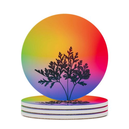 yanfind Ceramic Coasters (round) Marek Piwnicki Herbal Plant Gradient RGB Light Colorful Multicolor Silhouette Vibrant Family Game Intellectual Educational Game Jigsaw Puzzle Toy Set