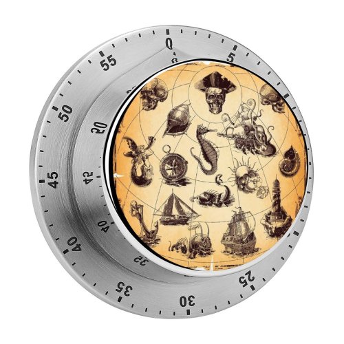 yanfind Timer Gesture Fish Wind Sea Horse Treasure Sailing Skull Travel Fictional Ship Fashioned 60 Minutes Mechanical Visual Timer