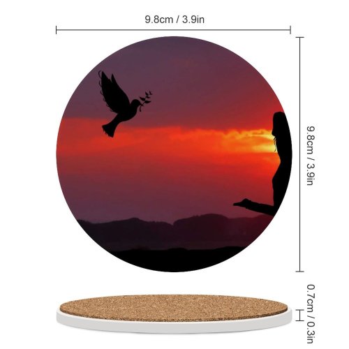 yanfind Ceramic Coasters (round) Love Couple Together Romantic Sunrise  Silhouette Family Game Intellectual Educational Game Jigsaw Puzzle Toy Set