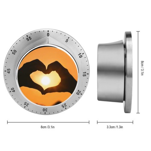 yanfind Timer Love Sunset Silhouette Heart Hands Together Valentine&# ;s Sunburst Gold 60 Minutes Mechanical Visual Timer