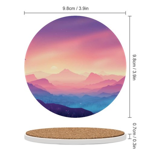 yanfind Ceramic Coasters (round) Coyle Valley Landscape Mountains Gradient Colorful Scenery Layers Panorama Family Game Intellectual Educational Game Jigsaw Puzzle Toy Set