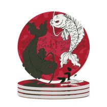 yanfind Ceramic Coasters (round) Coy,japan,fish,koi,carp,japanese,pond,zen,nature,chinese,water,red,swim,exotic Family Game Intellectual Educational Game Jigsaw Puzzle Toy Set