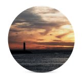 yanfind Ceramic Coasters (round) Wave Braker Lighthouse Sky Horizon Sea Sunset Cloud Ocean Evening Afterglow Calm Family Game Intellectual Educational Game Jigsaw Puzzle Toy Set