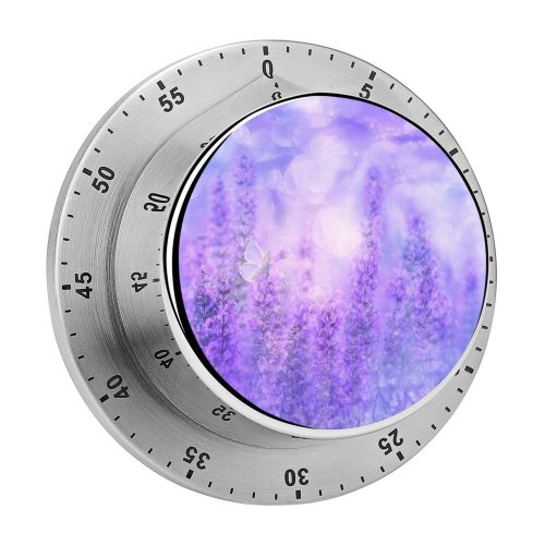 yanfind Timer Sage Plant Violet Flowers Butterfly Garden Purple 60 Minutes Mechanical Visual Timer