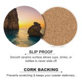 yanfind Ceramic Coasters (round) Lowe Rehnberg Milos Beach Greece Lefkada Island Lone Rock Sunset Clear Sky Family Game Intellectual Educational Game Jigsaw Puzzle Toy Set