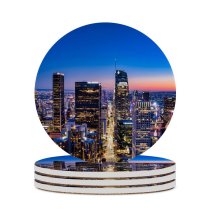 yanfind Ceramic Coasters (round) Cameron Venti Los Angeles City City Cityscape Aerial Hour Horizon Clear Sky Family Game Intellectual Educational Game Jigsaw Puzzle Toy Set