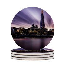 yanfind Ceramic Coasters (round) Shard London England Landmark Cityscape City Lights Skyscrapers River Thames City Hall Family Game Intellectual Educational Game Jigsaw Puzzle Toy Set