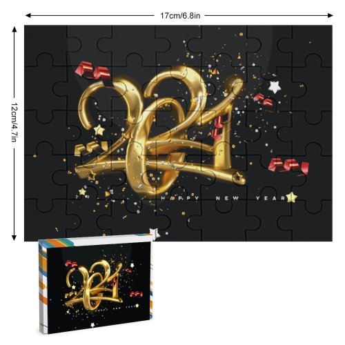 yanfind Picture Puzzle 2021 Year Golden Letters Calligraphic Ribbons Happy Party  Dark 5K Family Game Intellectual Educational Game Jigsaw Puzzle Toy Set