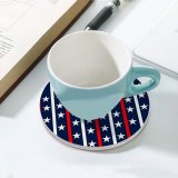 yanfind Ceramic Coasters (round) Patriotic,red,white,blue,stars,diagonal,strips,freedom,memorial,independence Day,july 4th,fourth Family Game Intellectual Educational Game Jigsaw Puzzle Toy Set