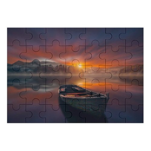 yanfind Picture Puzzle Hmetosche Sunset Boat Lake Reflections Dawn Mountains Fog Trees Family Game Intellectual Educational Game Jigsaw Puzzle Toy Set