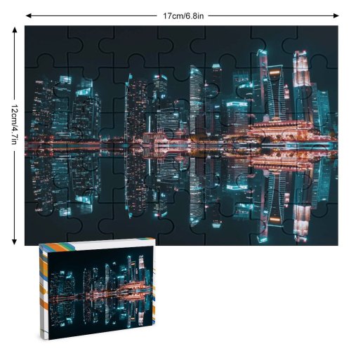 yanfind Picture Puzzle Pang Yuhao Singapore City Skyscrapers  Architecture Night  City Lights Reflection Family Game Intellectual Educational Game Jigsaw Puzzle Toy Set