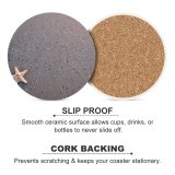 yanfind Ceramic Coasters (round) Starfish Sea  Fish Wave Sand Summer Season Grey Simple Copyspace Asphalt Family Game Intellectual Educational Game Jigsaw Puzzle Toy Set