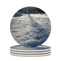 yanfind Ceramic Coasters (round) Snow  Crystal Frost  Winter Sky Freezing Tree Daytime Cloud Light Family Game Intellectual Educational Game Jigsaw Puzzle Toy Set