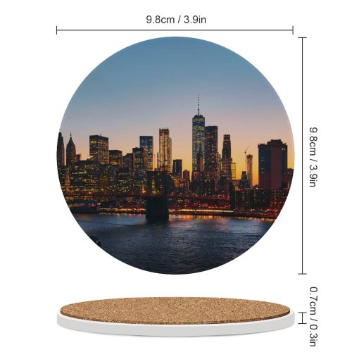 yanfind Ceramic Coasters (round) Luca Bravo Manhattan York City Manhattan  Cityscape Sunset Urban Evening City Family Game Intellectual Educational Game Jigsaw Puzzle Toy Set