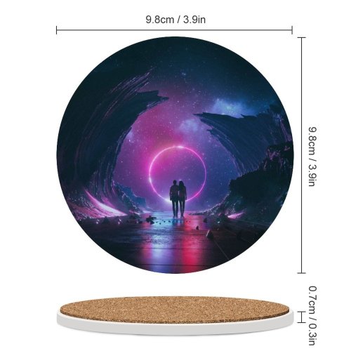 yanfind Ceramic Coasters (round) Beeple Love Couple Neon  Dream Rocks Starry Sky Together Romantic Family Game Intellectual Educational Game Jigsaw Puzzle Toy Set