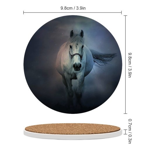 yanfind Ceramic Coasters (round) Black Dark Horse Running Horse Dark Family Game Intellectual Educational Game Jigsaw Puzzle Toy Set