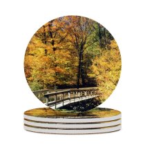 yanfind Ceramic Coasters (round) Vermont Leaves Fall  Leaf Tree Autumn Colorful Natural Landscape Sky Deciduous Family Game Intellectual Educational Game Jigsaw Puzzle Toy Set