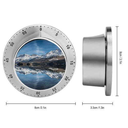 yanfind Timer Piz Corvatsch Switzerland Swiss Alps  Mountains Snow Covered Lake Sils Reflection 60 Minutes Mechanical Visual Timer