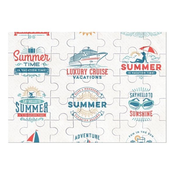 yanfind Picture Puzzle Badge Palm Sea  Anchor Cocktail Sunbathing Cruise Umbrella Surfing Surf Travel Family Game Intellectual Educational Game Jigsaw Puzzle Toy Set