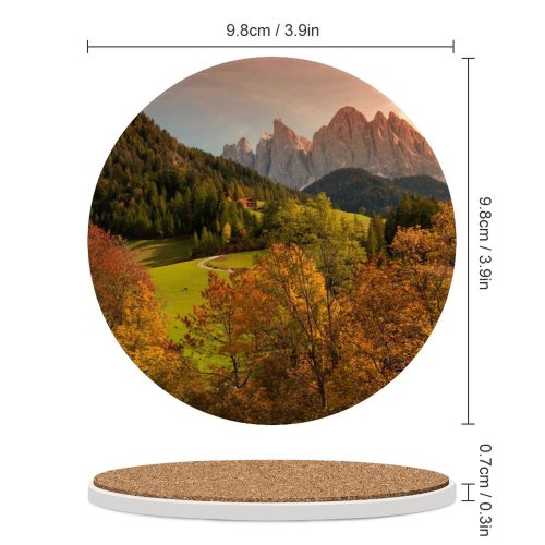 yanfind Ceramic Coasters (round) Luca Bravo Valley Funes Mountains Countryside Landscape High Mountains Summer Forest Trees Family Game Intellectual Educational Game Jigsaw Puzzle Toy Set