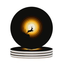 yanfind Ceramic Coasters (round) Suryapraveen Dark Minimal Deer Silhouette Family Game Intellectual Educational Game Jigsaw Puzzle Toy Set