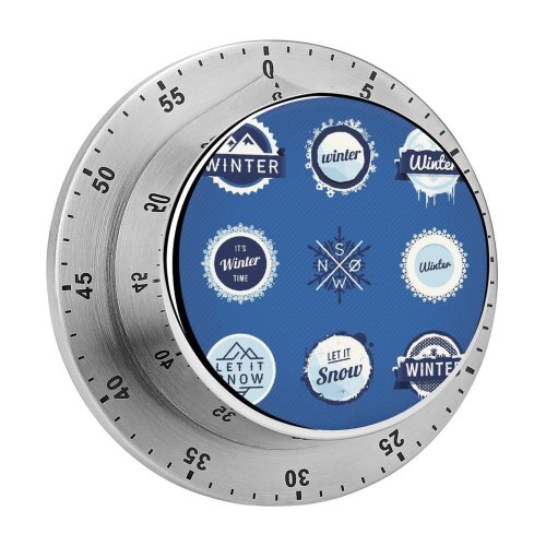 yanfind Timer Skiing Snow Simplicity Winter Fashioned Temperature  Stamp Design Seal Badge Frost 60 Minutes Mechanical Visual Timer