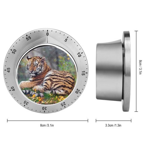 yanfind Timer Tambako Jaguar Young Tigress Autumn Leaves Grass Wild Big Cat  Portrait 60 Minutes Mechanical Visual Timer