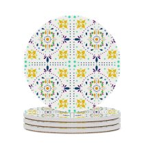 yanfind Ceramic Coasters (round) Spanish Portuguese Boho Arabic Flooring Mexican Ceramics Porcelain Aztec Retro Moroccan Tradition Family Game Intellectual Educational Game Jigsaw Puzzle Toy Set